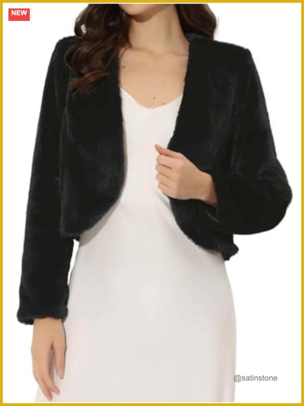 Faux Fur Cropped Bolero Jacket Long Sleeve Wedding Shrug Coat